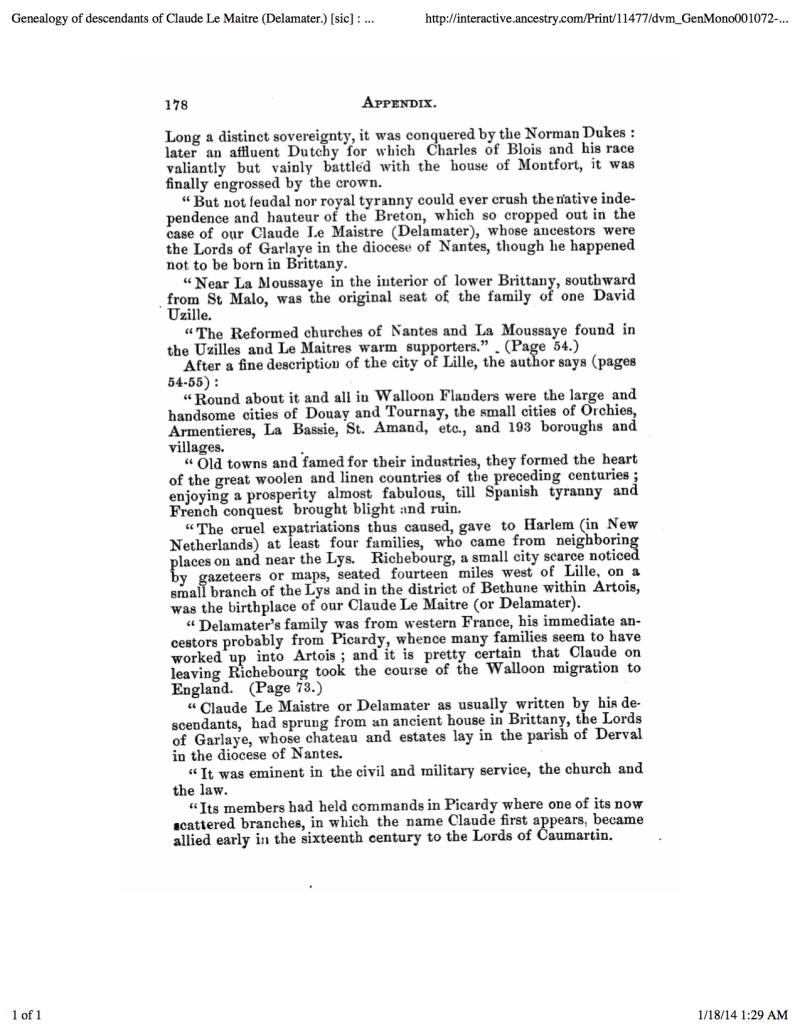 179Genealogy of descendants of Claude Le Maitre (Delamater.) [sic] : who came from France via Holland and settled at New Netherlan.png