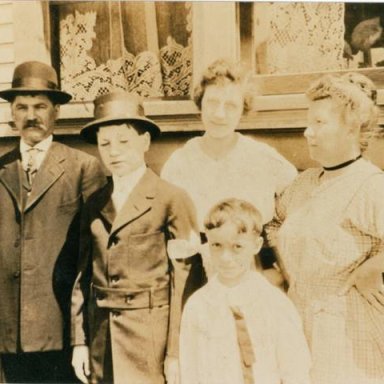 Peter Fisher family: Peter, Albert, Marie, Louisa, and Harold.jpg
