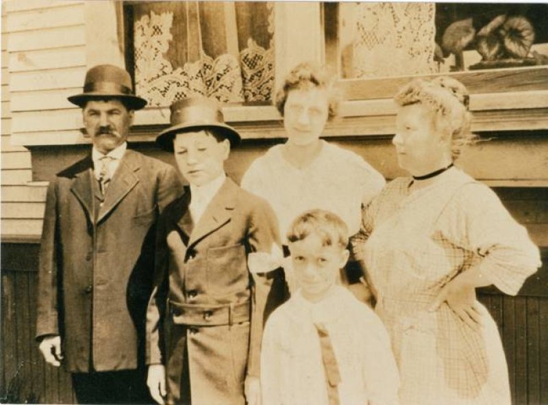 Peter Fisher family: Peter, Albert, Marie, Louisa, and Harold.jpg