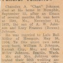 Chandler Allen Johnson - Newspaper Death Notice